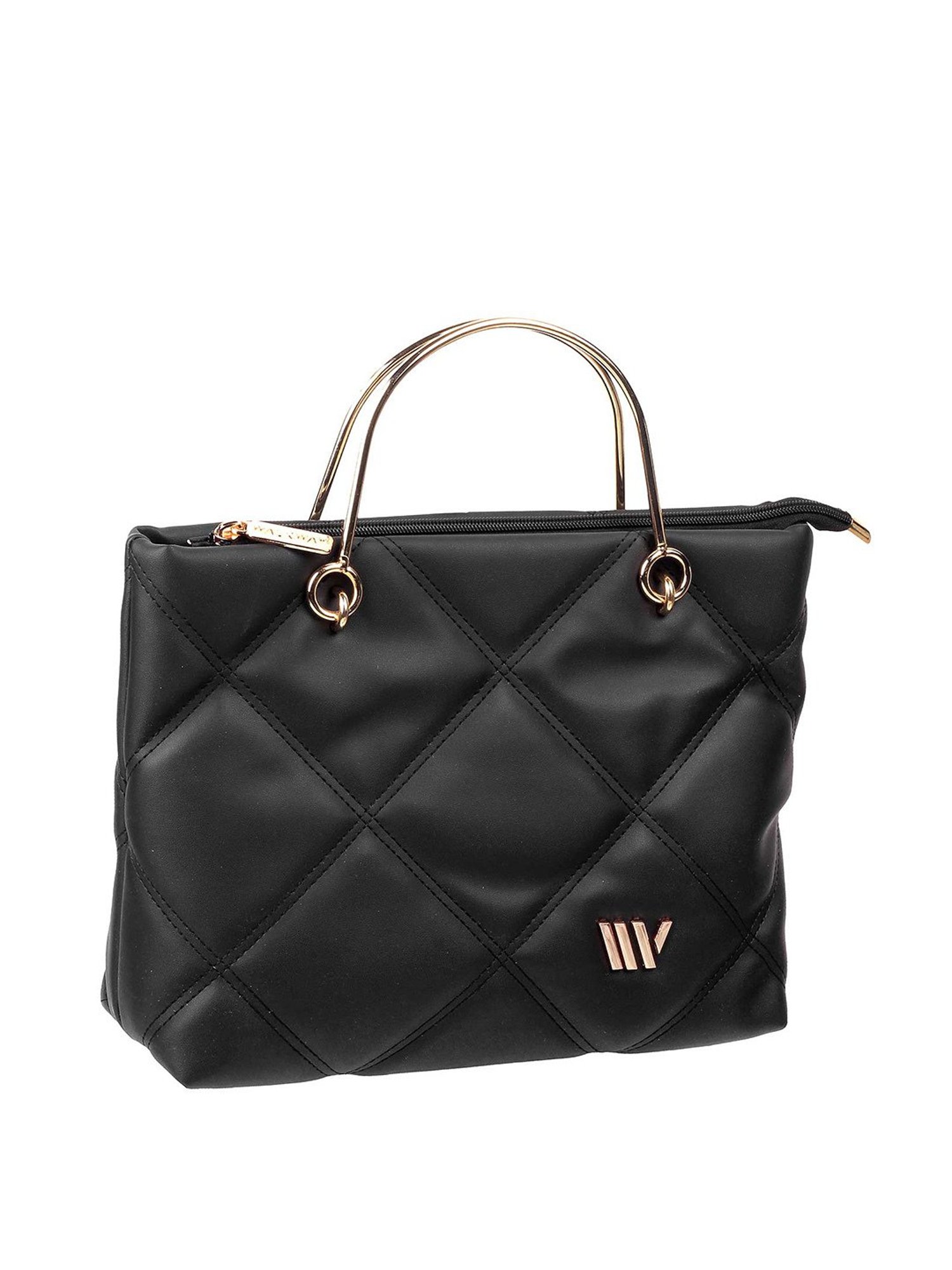 Walkway Black Synthetic Quilted Handbag