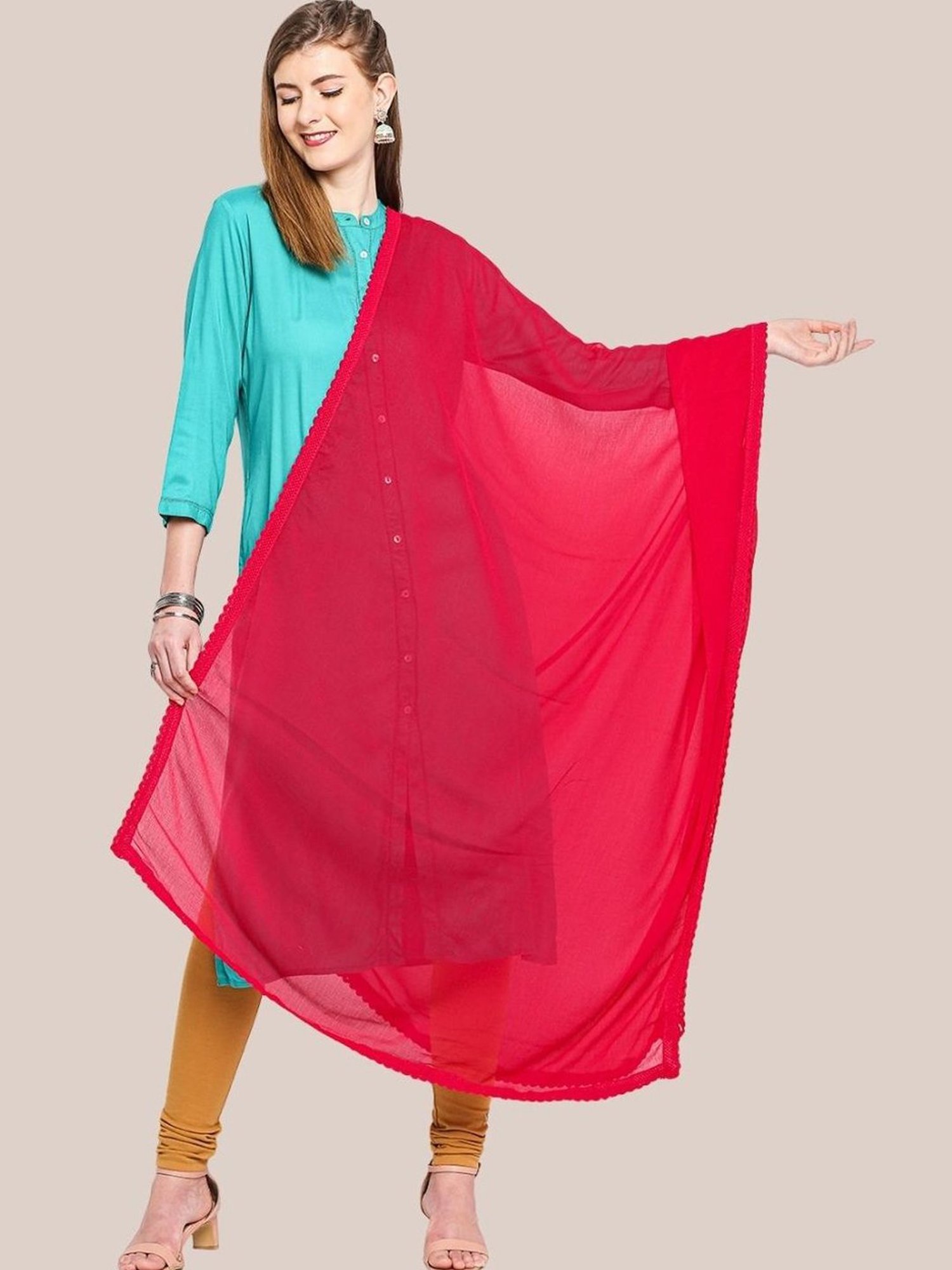 Stylum Red Plain Dupatta