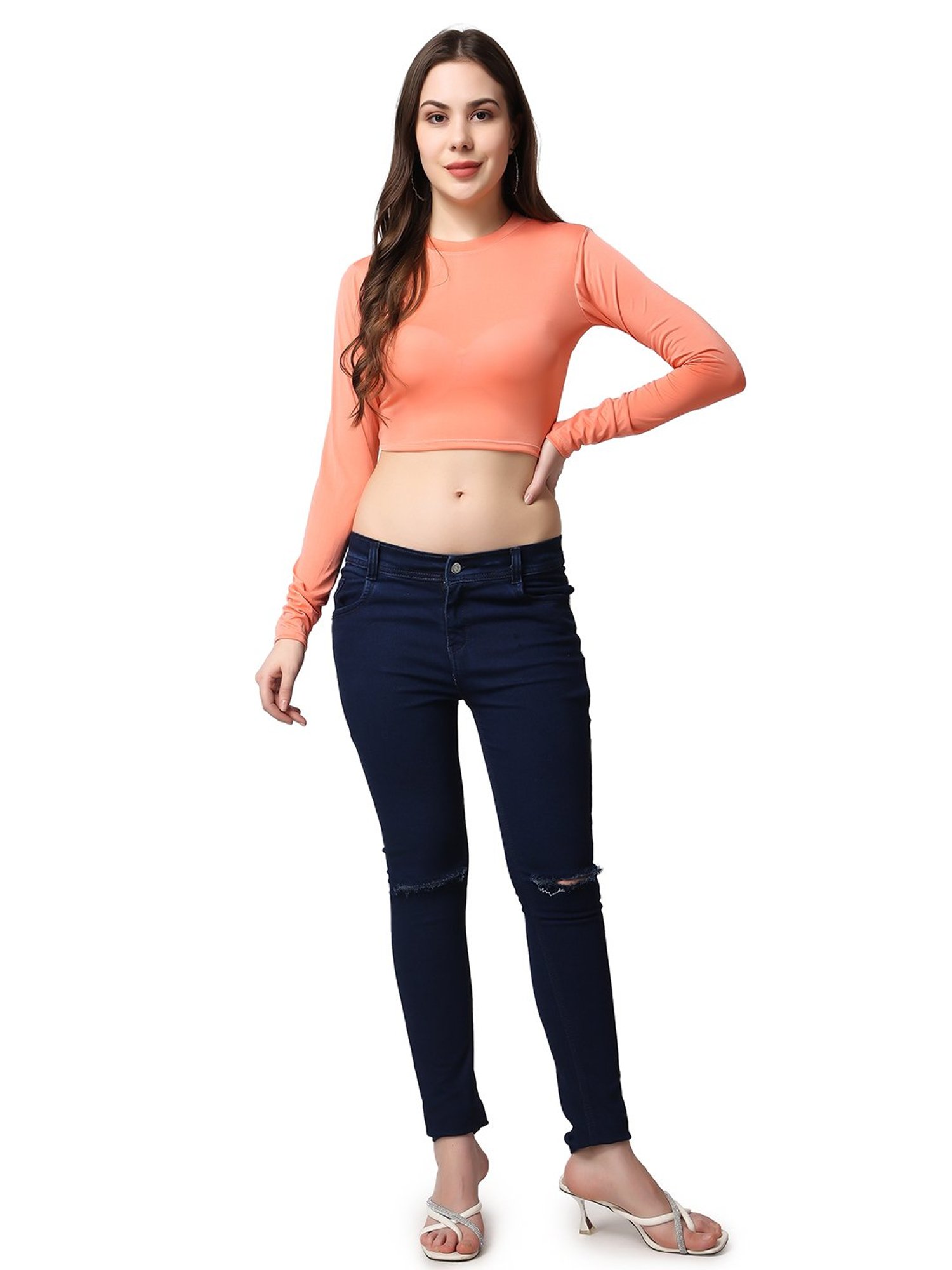 Cation Orange Crop Top
