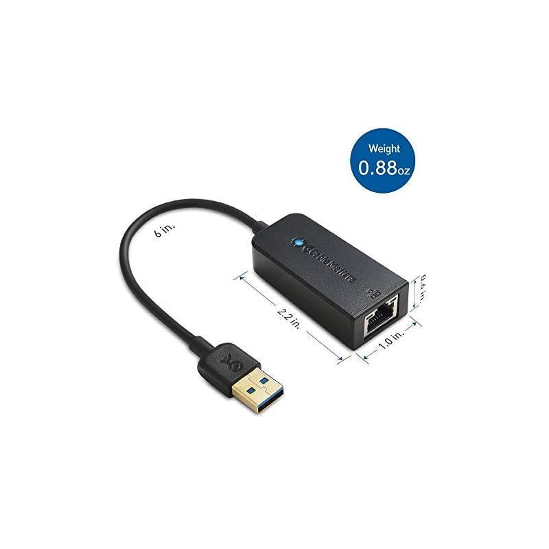 USB to Ethernet Adapter (USB 3.0 to Ethernet) Supporting 10/100/1000 Mbps Ethernet Network in Black