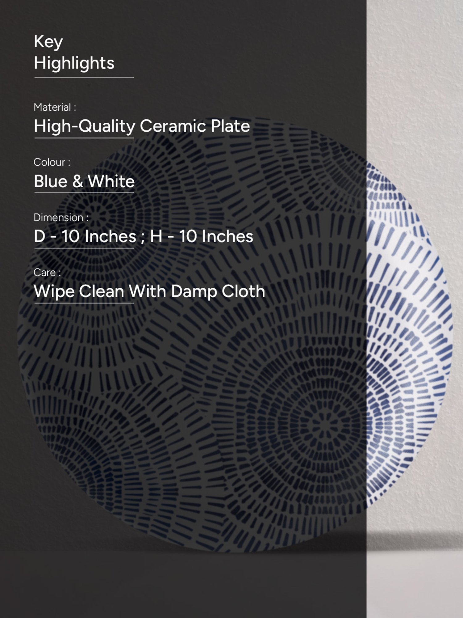 Nestroots Tranquil Tide Blue & White Porcelain&iquest;Decorative Wall Plate