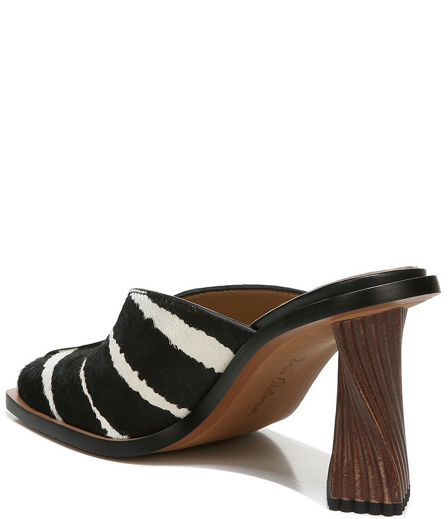 Sam Edelman Everly Animal Printed Haircalf Sculptural Heel Dress Mules