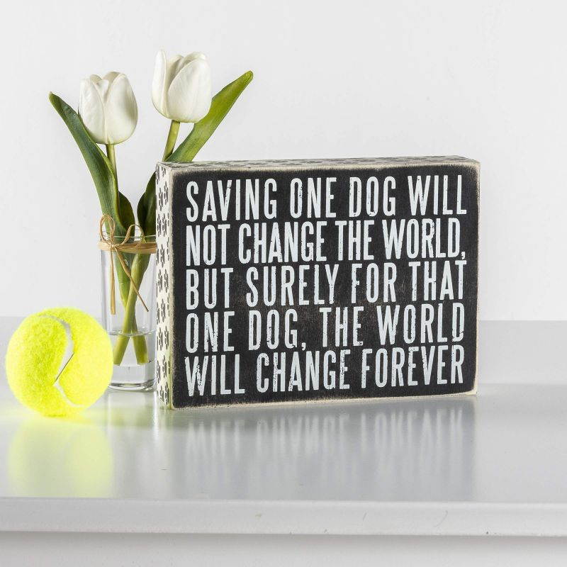 Save One Dog Box Sign by Primitives by Kathy