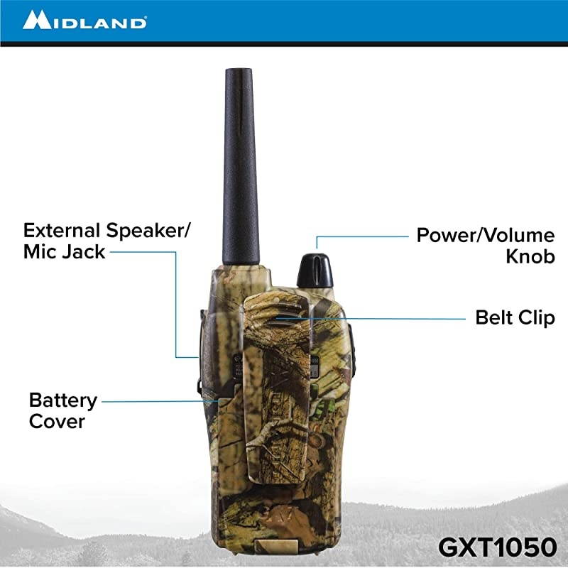 50 Channel GMRS Two-Way Radio - Long Range Walkie Talkie (Mossy Oak Camo, 2-Pack)
