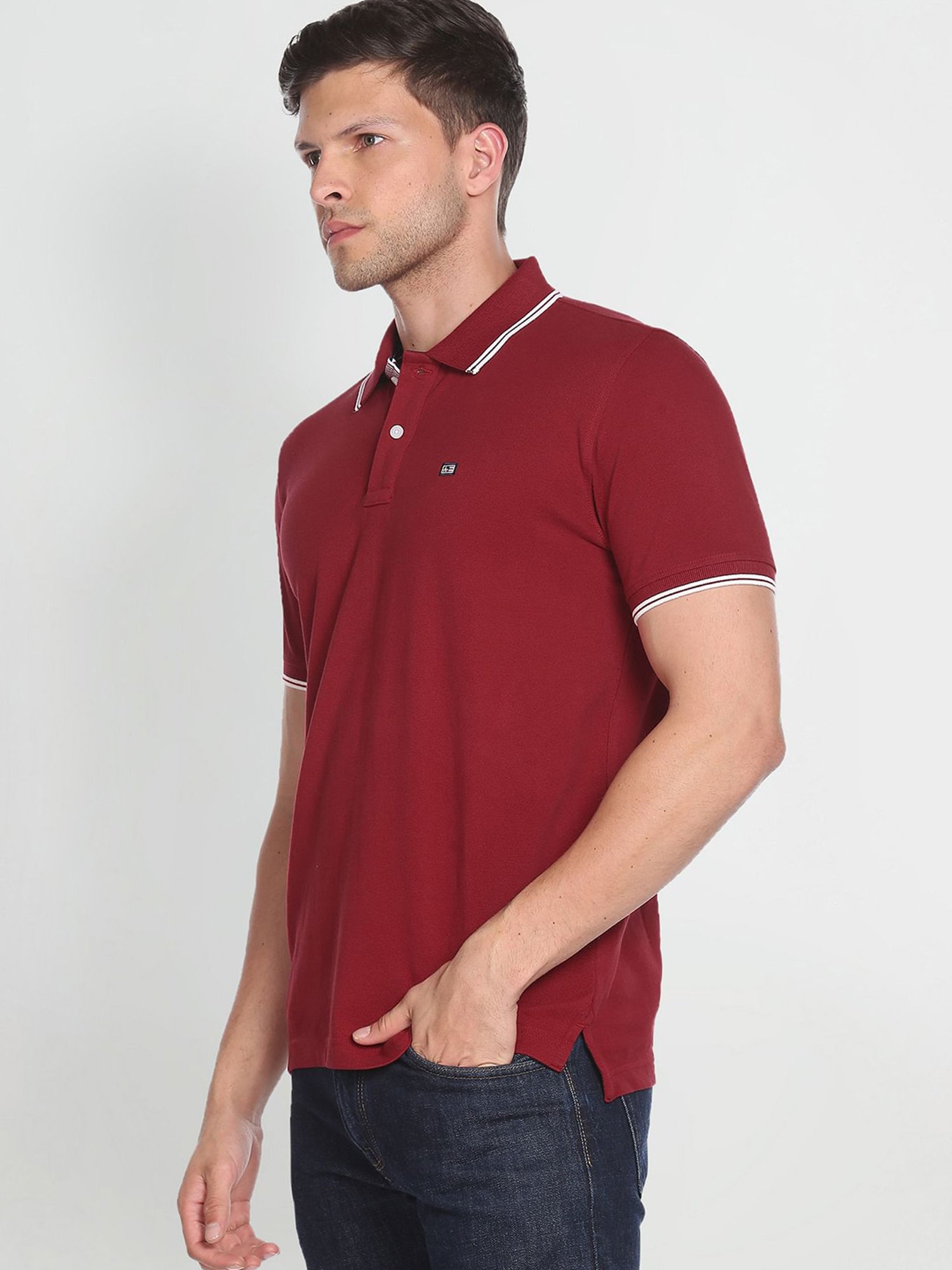Arrow Sport Red Cotton Regular Fit Polo T-Shirt