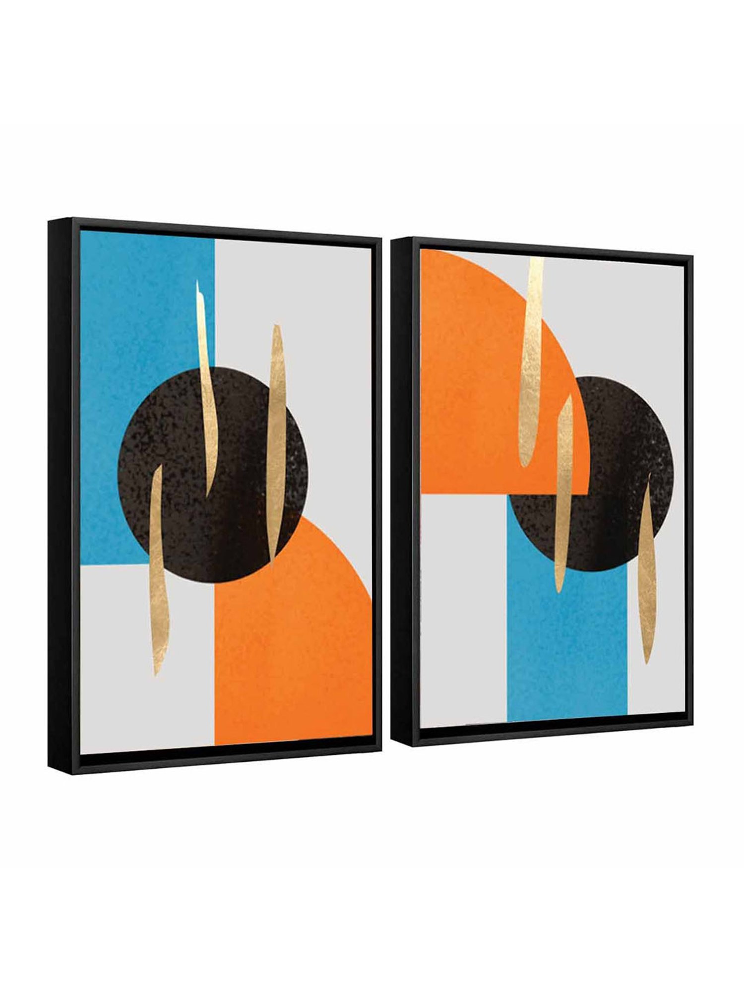 Art Street Mid-Century Modern Printed Orange Engineered Wood Wall Art (Set of 2)