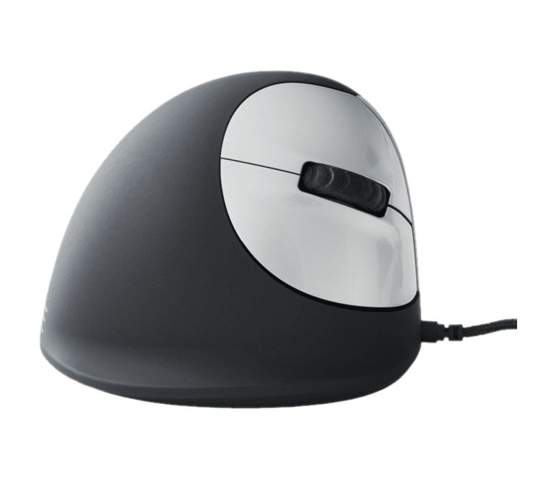 R-Go Tools Wired Vertical Ergonomic Mouse, Medium, Right Hand, Black - Optical - Cable - Silver, Black - USB 2.0 - 3400 dpi - Scroll Wheel