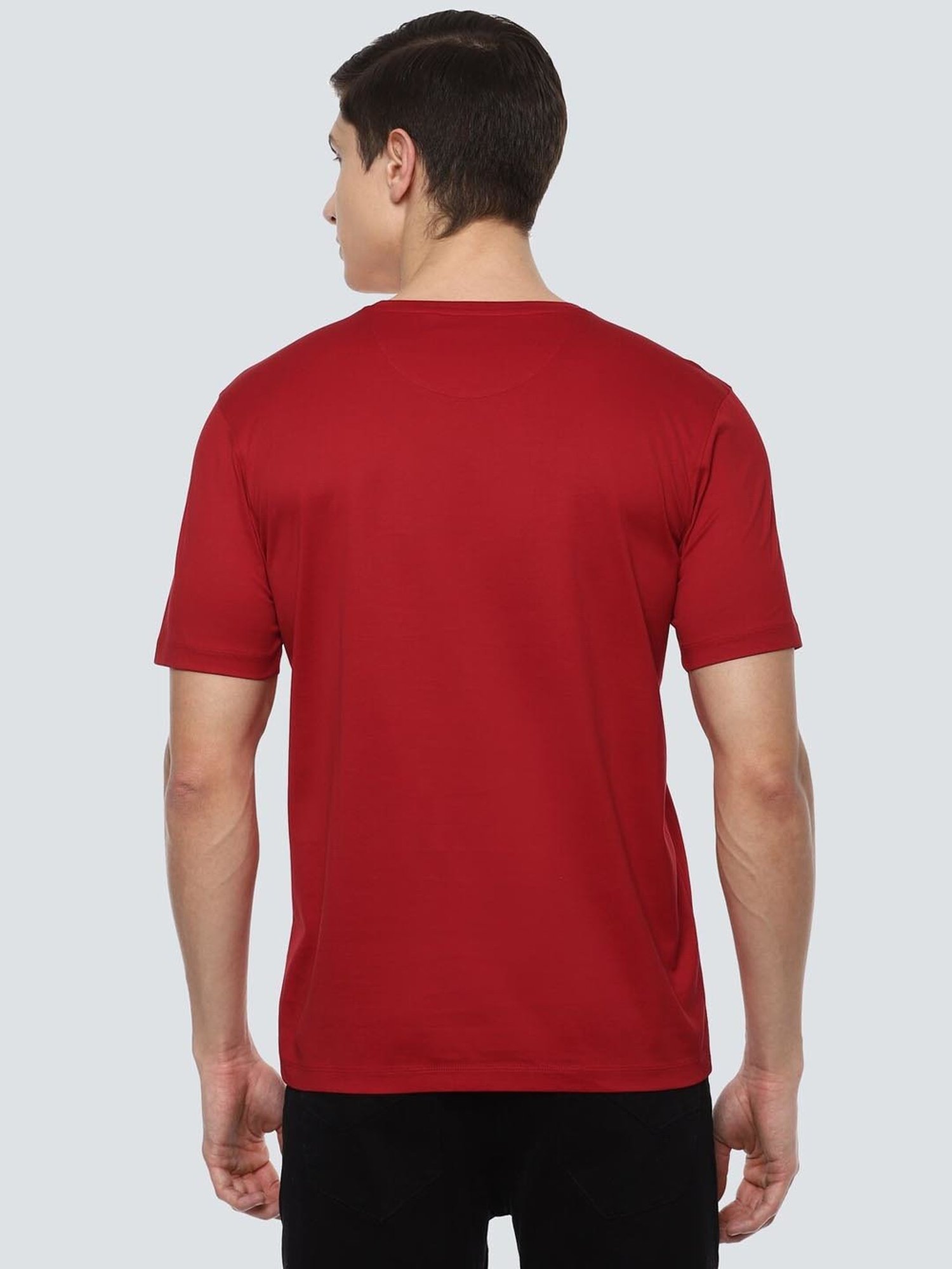 Louis Philippe Jeans Red Cotton Slim Fit Printed T-Shirt