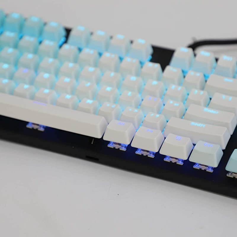 Double Shot 104 Dyed PBT Shine Through Keyset OEM Profile Keycap Set for Cherry MX Switches Mechanical Keyboard 104 87 61Blue White Gradient Only Keycap