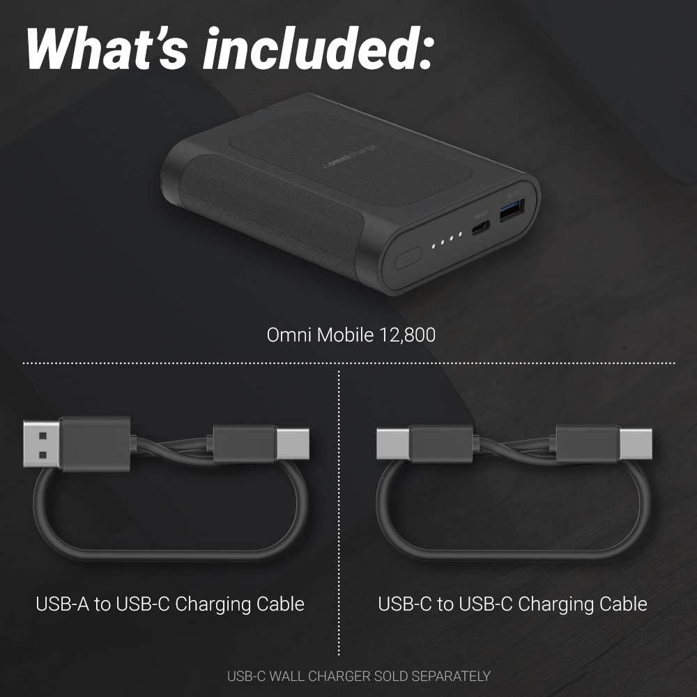 Omni Mobile 12800 mAh Wireless Charging Portable Power Bank with Laptop Grade USB-C| Battery Pack for Laptops Tablets Cameras Smartphones iPhone Samsung Galaxy and Other Smart Devices