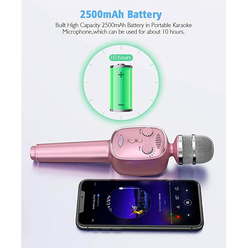 Bluetooth Karaoke Microphone Protable Handheld Karaoke Mic Speaker Singing Machine with Voice Changer Record Playback amp Reverb for Kids and Adults