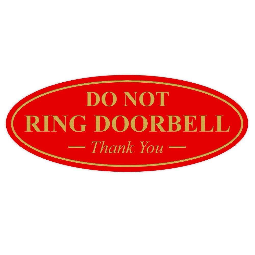 Oval DO NOT RING DOORBELL Thank You Sign - Red / Gold Large