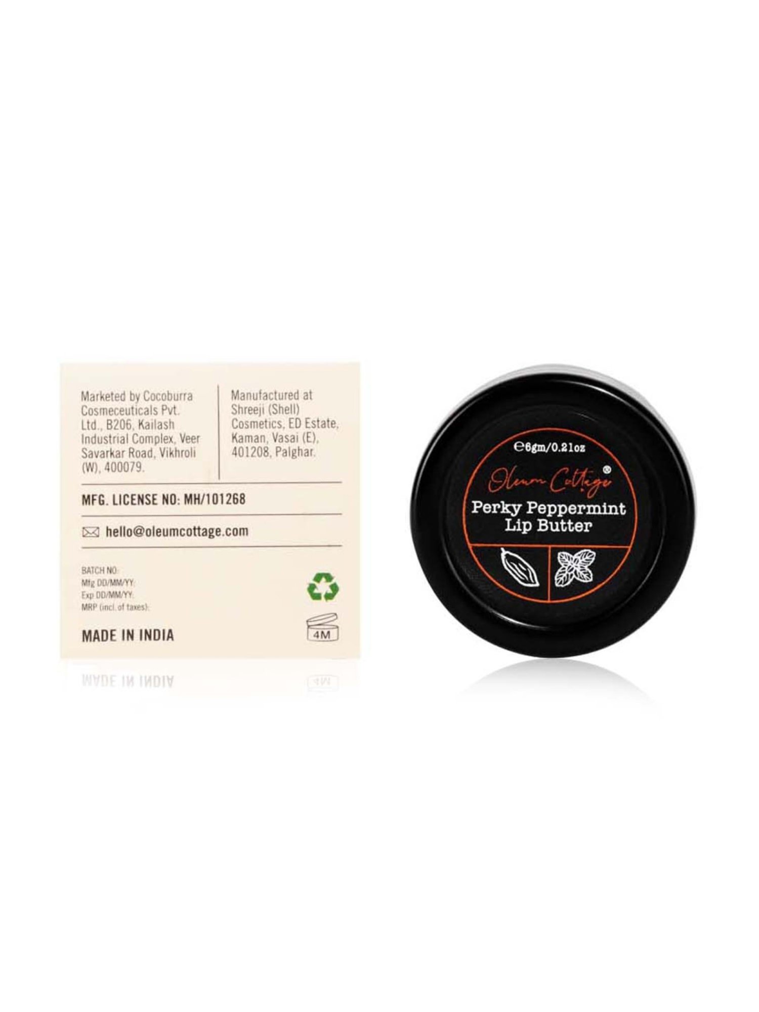 Oleum Cottage Perky Peppermint Lip Butter - 6 gm