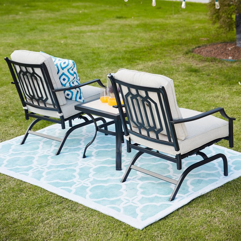 3pc Steel Patio Seating Sets Cream - Lokatse