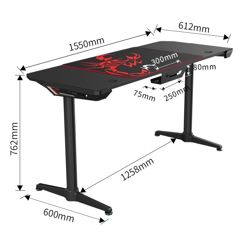 Eureka Ergonomic Carbon Fiber Texture Desktop Computer Gaming Desk