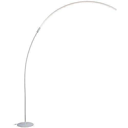 Brightech Sparq Arc LED Floor Lamp - Curved, Contemporary Minimalist Sleek Lighting &ndash;Glowing Warm White Light for Living Room, Bedroom, Dorm, or Office- Energy Efficient Dimmable Arched &ndash; Silver