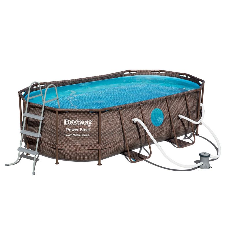 Bestway 14ft x 8ft x 39.6in Power Swim Vista Pool with Pump and AquaCrawl Vacuum