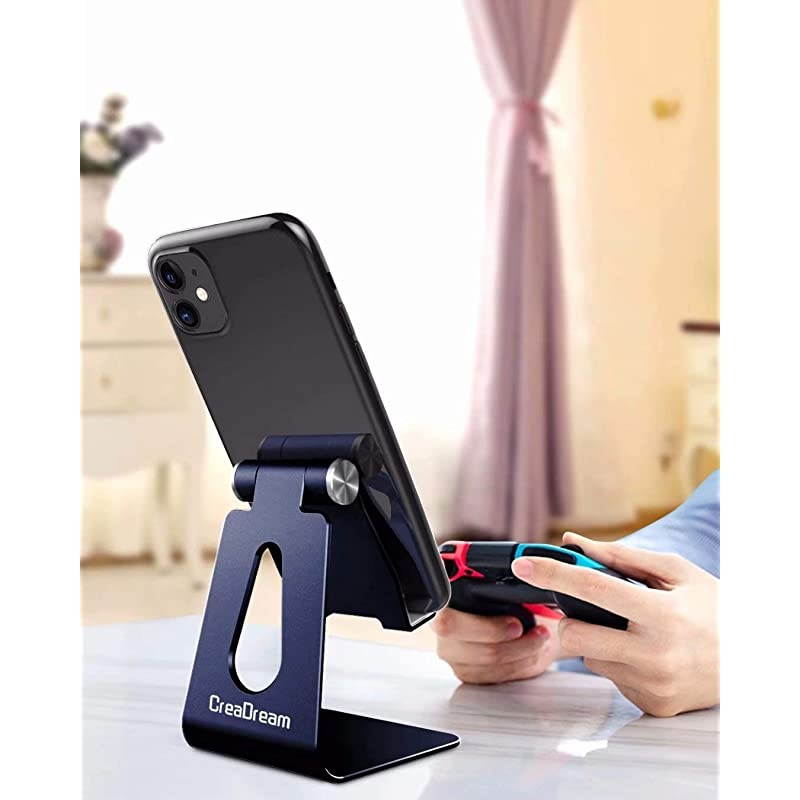 Adjustable Cell Phone Stand,  Phone Stand, Cradle, Dock, Holder, Aluminum Desktop Stand Compatible with iPhone Xs Max Xr 8 7 6 6s Plus 5s Charging, Accessories Desk,All Smart Phone-Navy Blue