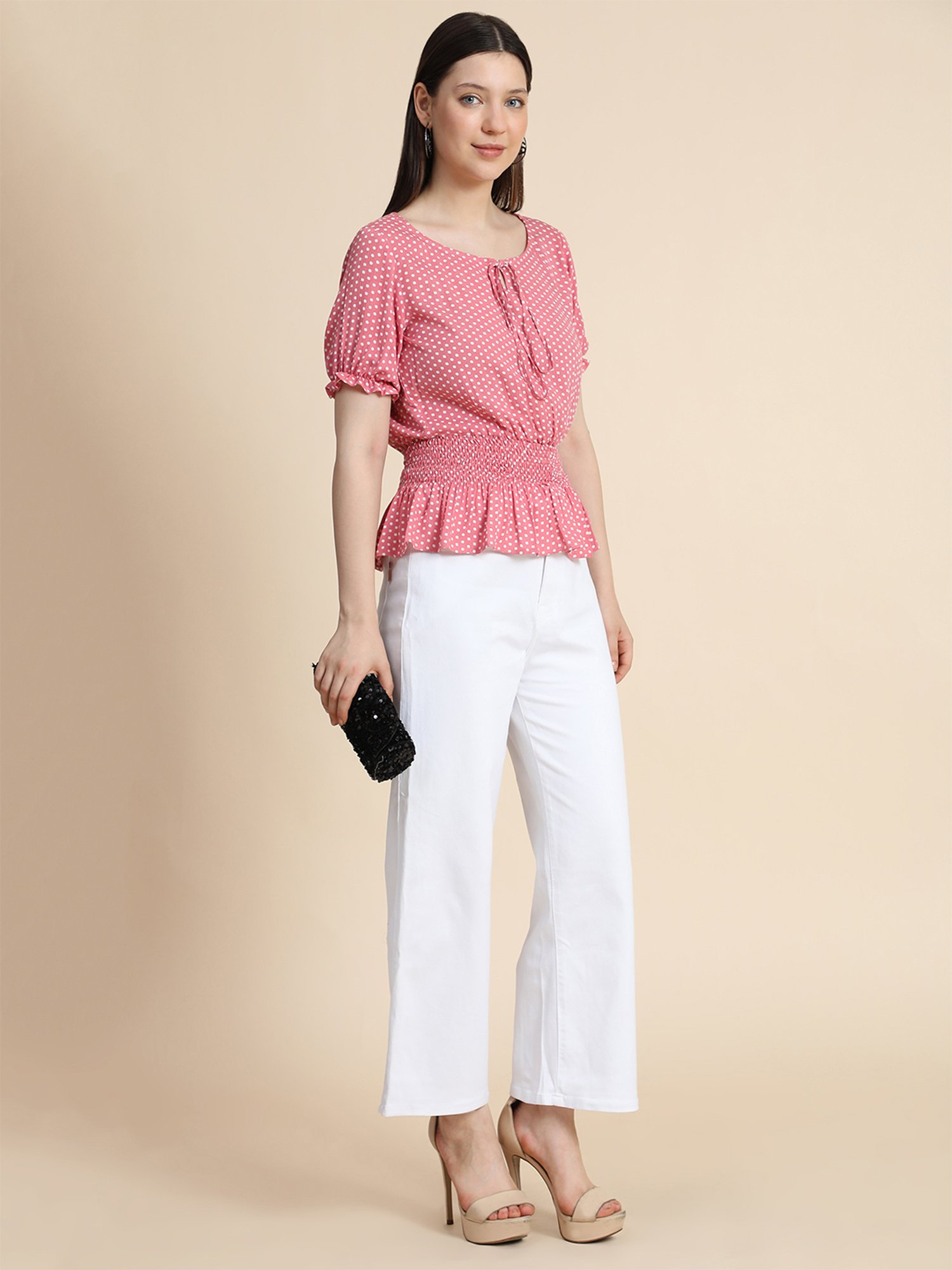 KERI PERRY Baby Pink Printed Top