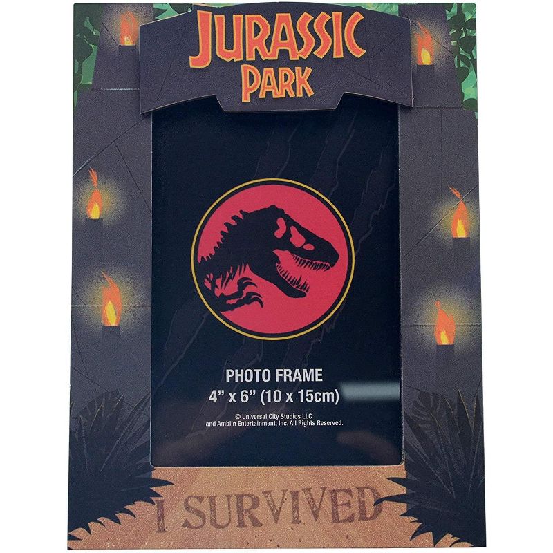 Silver Buffalo Jurassic Park I Survived Gate 4" x 6" 3D Photo Frame