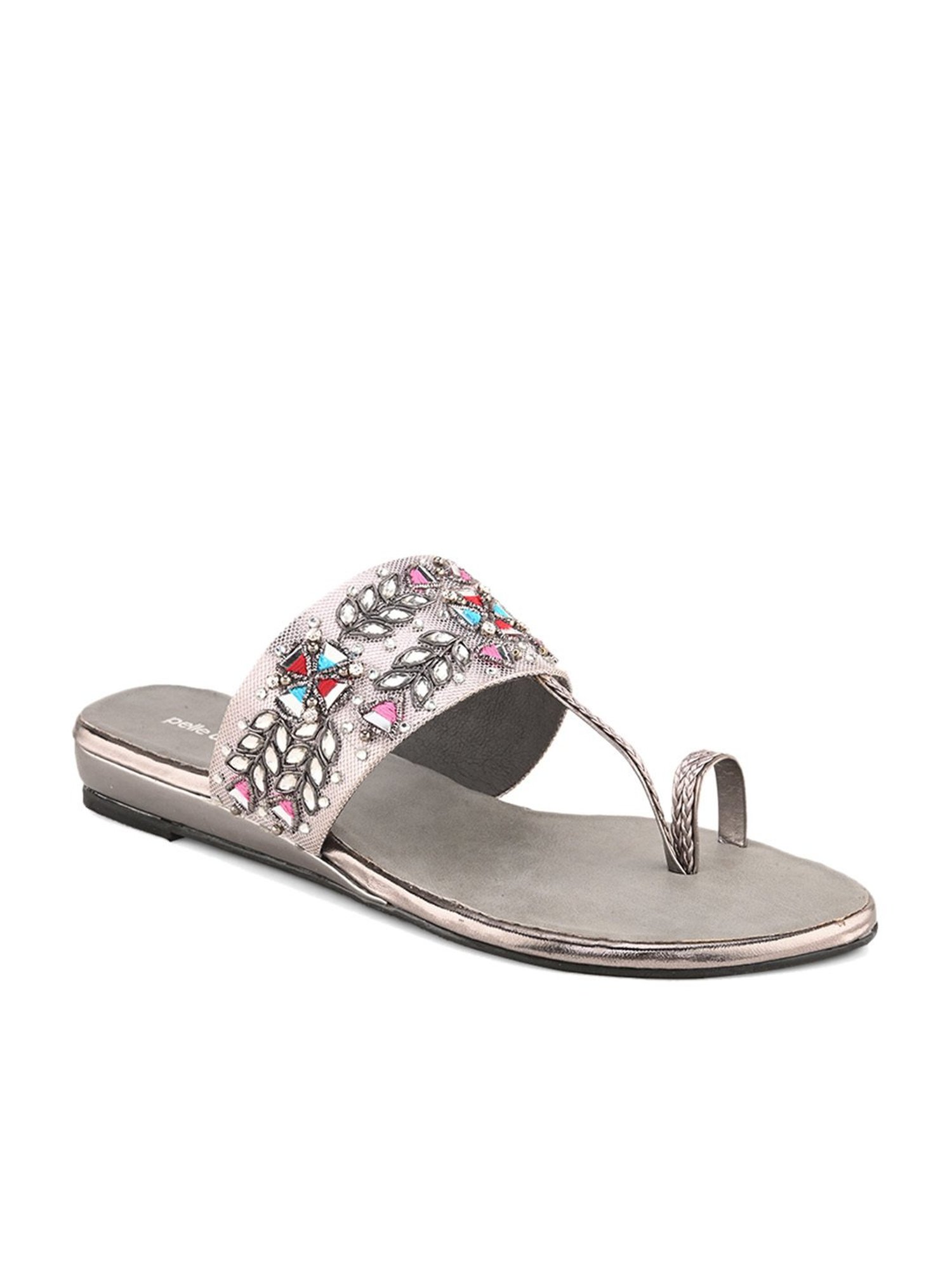Pelle Albero Women's Grey Toe Ring Sandals