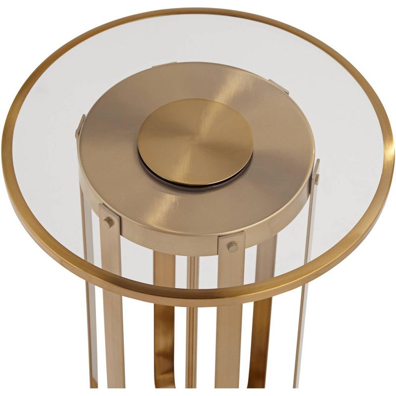 Blaine 14" Wide Gold Metal and Glass Accent Table