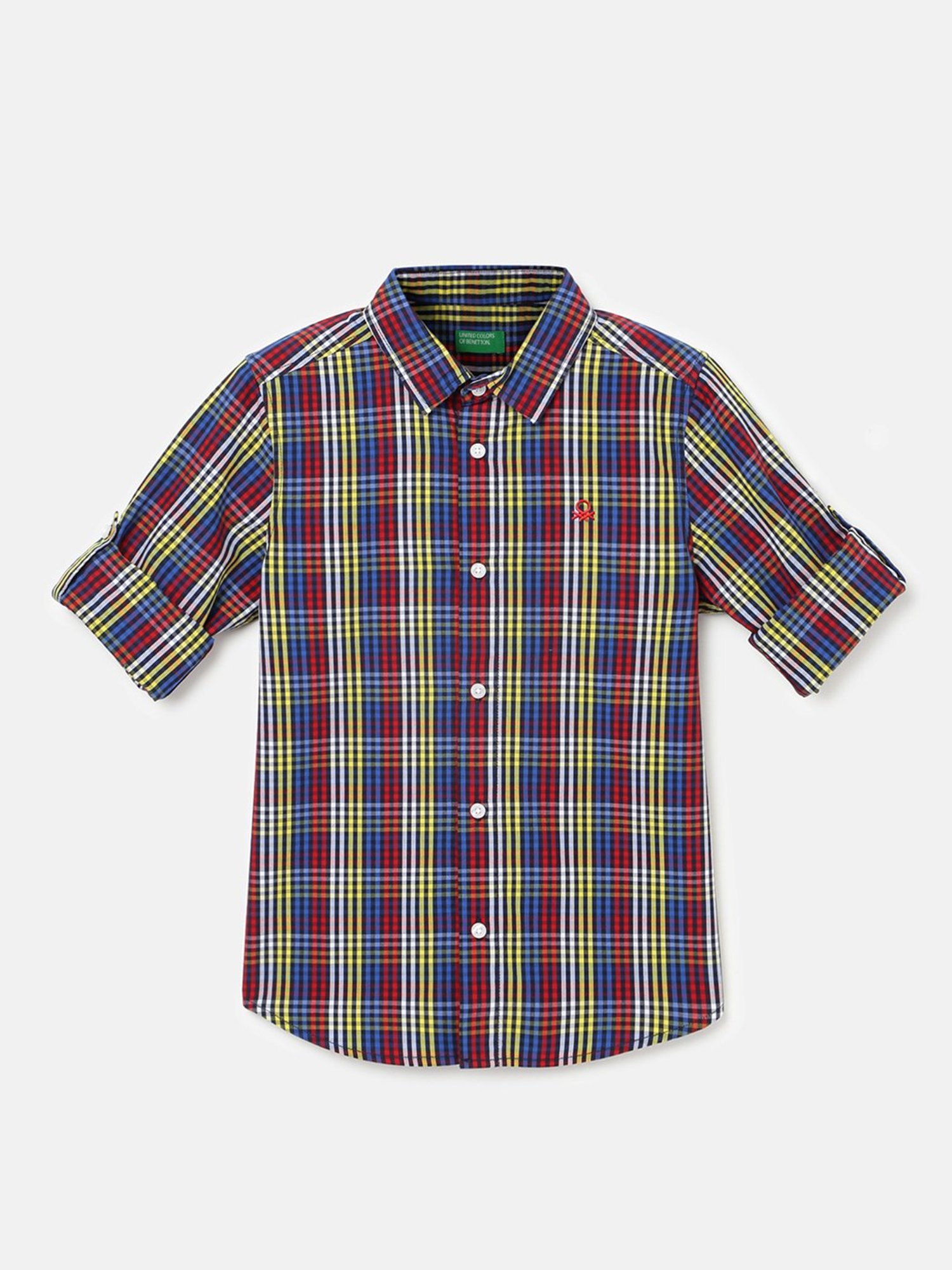 United Colors of Benetton Kids Multicolor Checks Full Sleeves Shirt