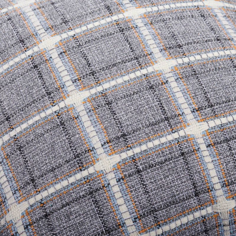 18"x18" Plaize Plaid Square Throw Pillow Gray - Sure Fit