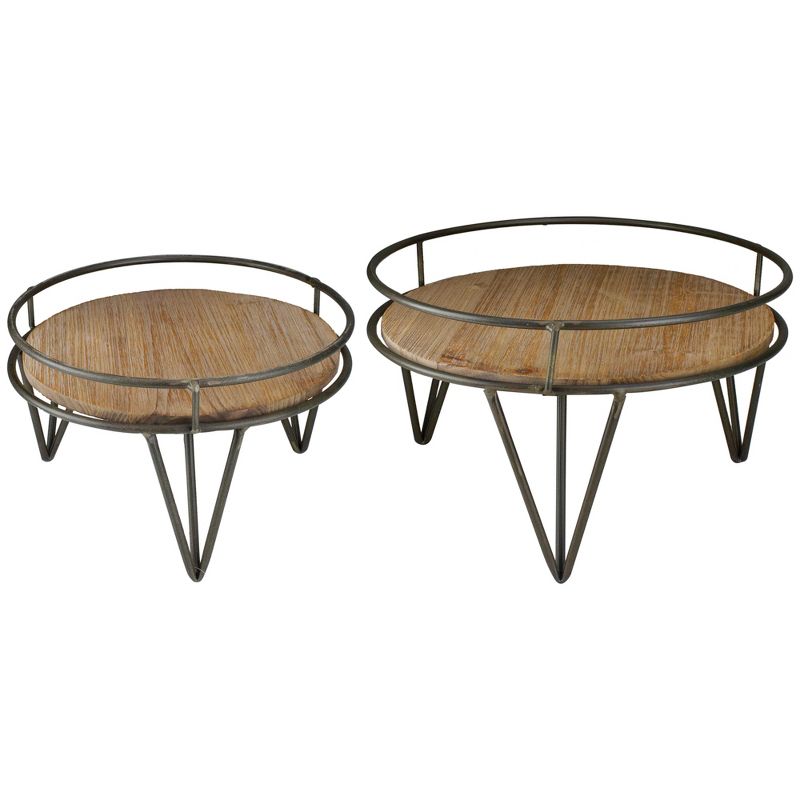 Raz Imports Set of 2 Brown and Black Iron Plant Stands 12.5"