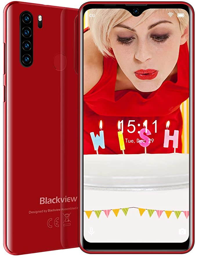 A80 Plus Smartphone, 6.49 Inch HD + Waterdrop Screen Face Unlock, Android 10.0 Unlocked Phone with 4680mAh Big Battery, Dual SIM 4G Phone