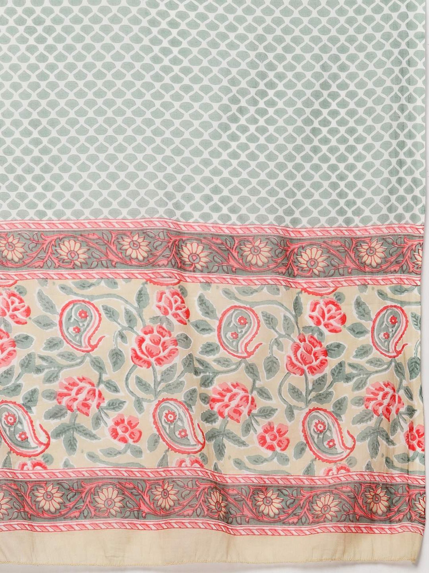 READIPRINT FASHIONS Beige & Blue Cotton Floral Print Kurta Pant Set With Dupatta