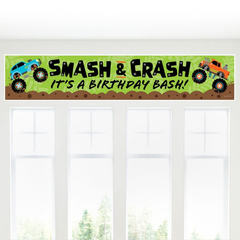 Big Dot of Happiness Smash and Crash - Monster Truck - Happy Birthday Boy Decorations Party Banner