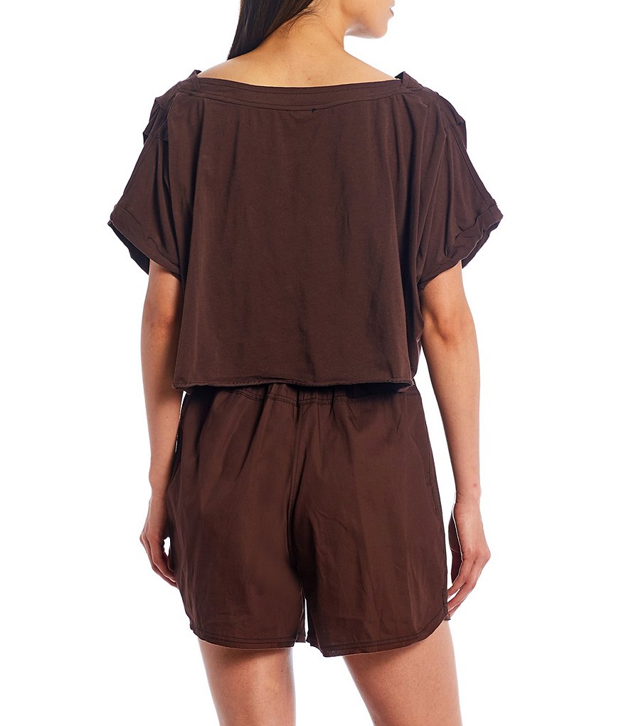Marc New York Paperbag Waist Sueded Jersey Drawstring Shorts