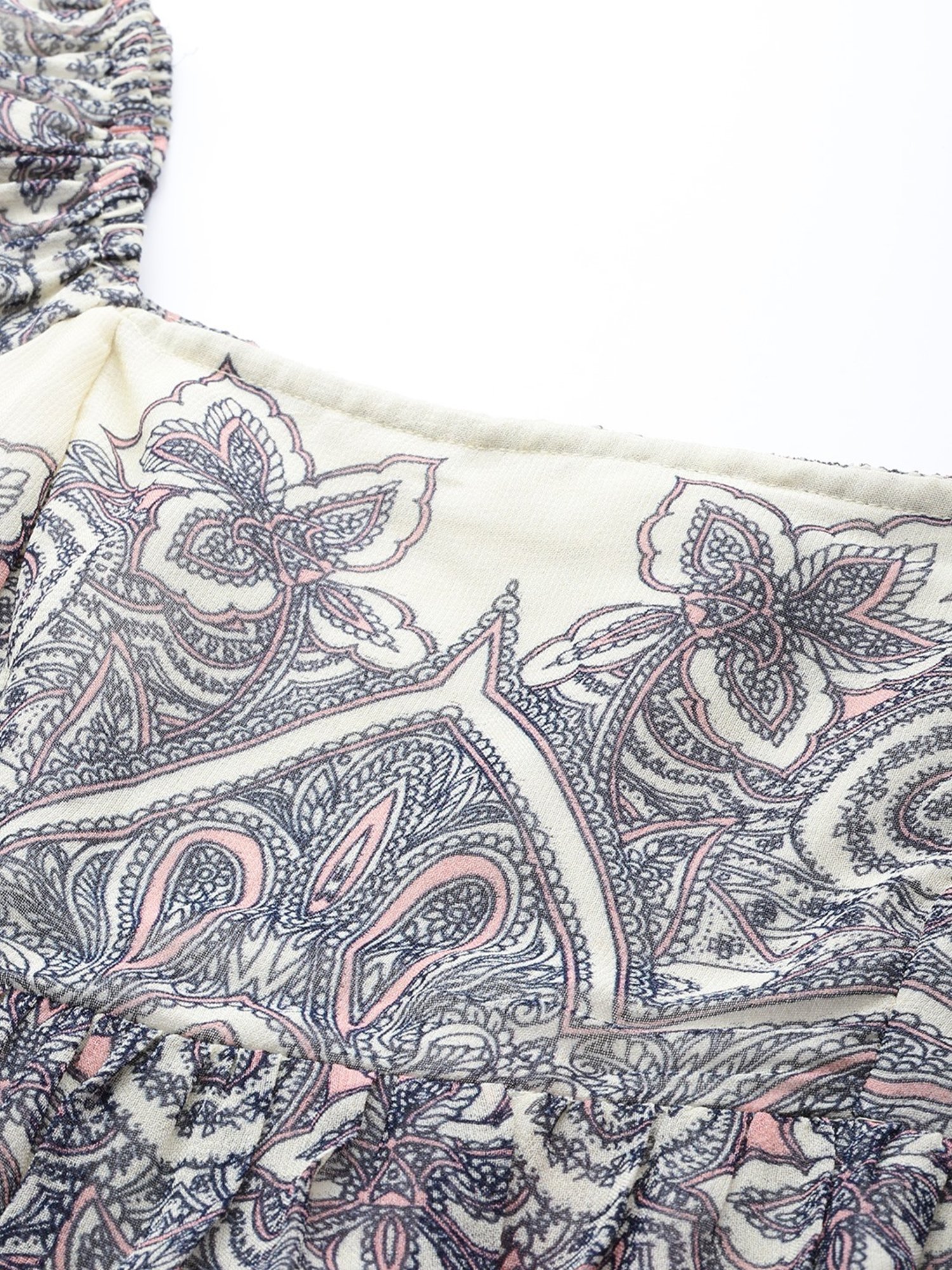 Label Ritu Kumar Ecru Abstract Top