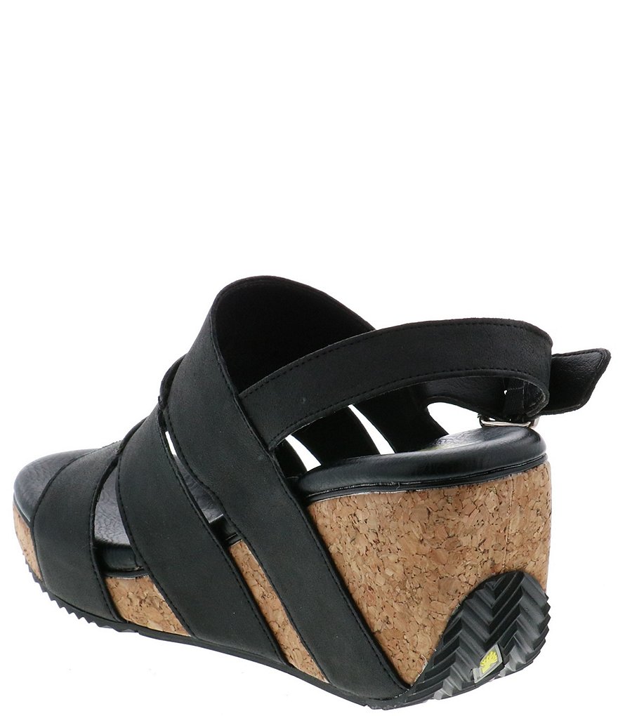 Volatile Robeline Cut Out Slingback Leather Cork Wedges