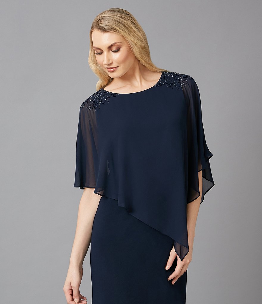 Marina Sequin Lace Round Neck 3/4 Sleeve Sheath Dress