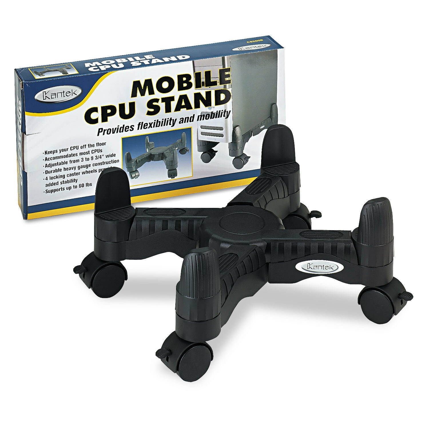 Kantek Mobile CPU Stand 4-1/2w x 16d x 7h Black CS200B