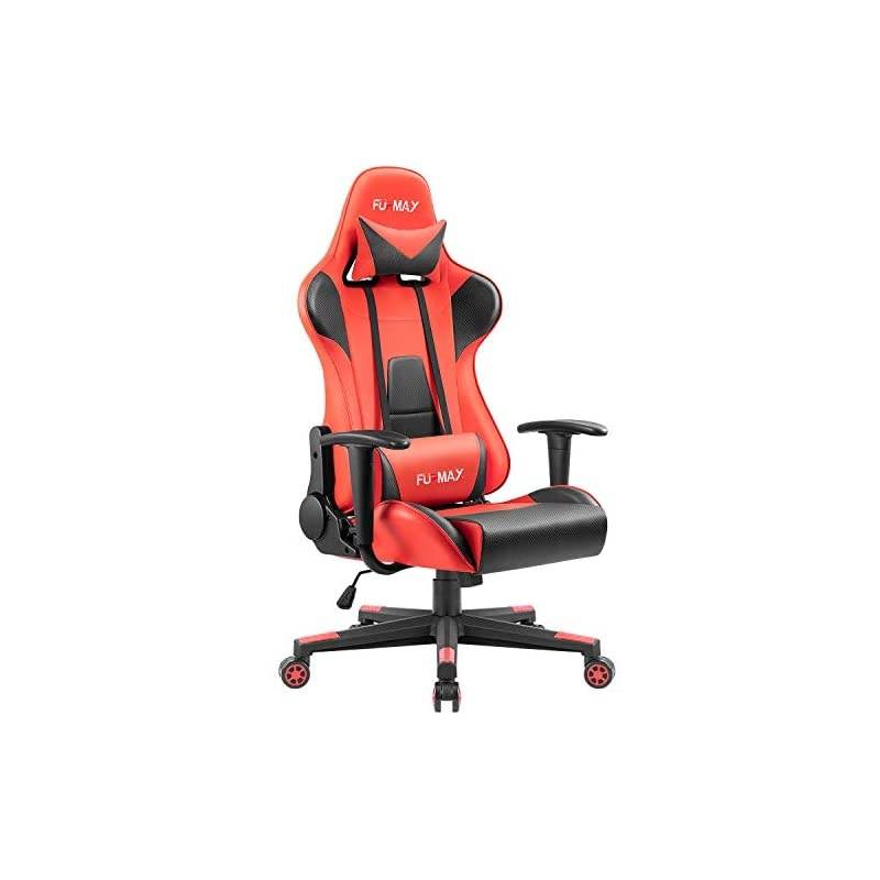High-Back Gaming Office Chair Ergonomic Racing Style Adjustable Height Executive Computer Chair,PU Leather Swivel Desk Chair (Black/Red)