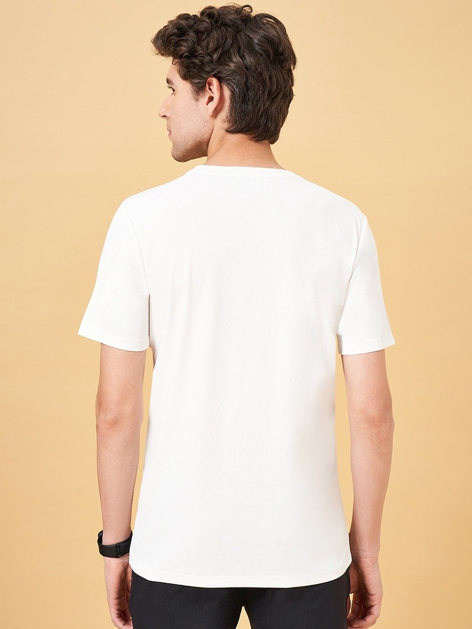 Ajile by Pantaloons Bright White Slim Fit Printed T-Shirt