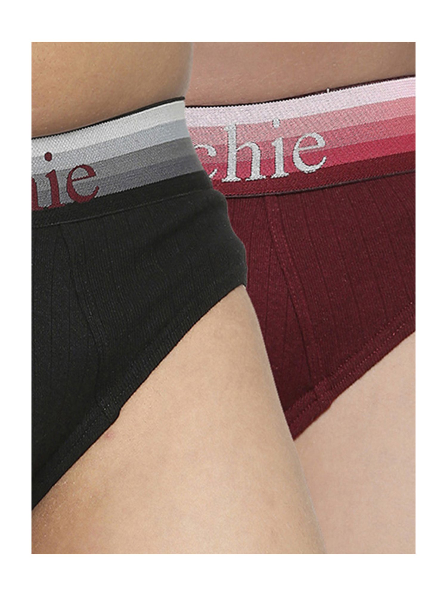Frenchie Kids Black & Wine Solid Briefs (Pack Of 2)
