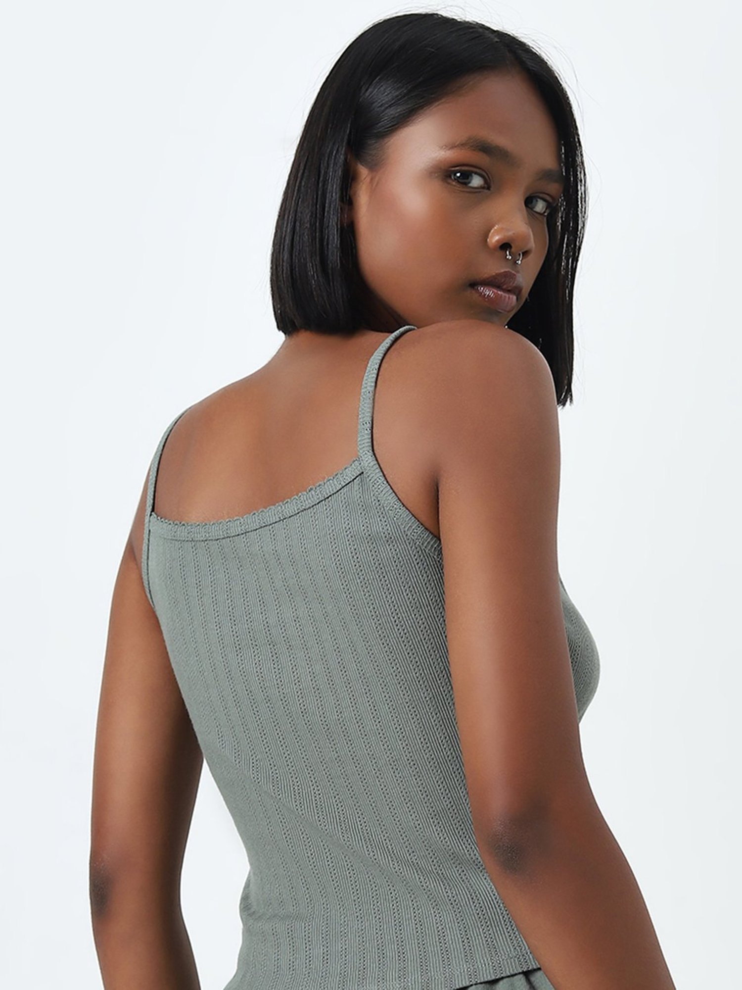 Superstar by Westside Sage Knit-Textured Cotton Camisole