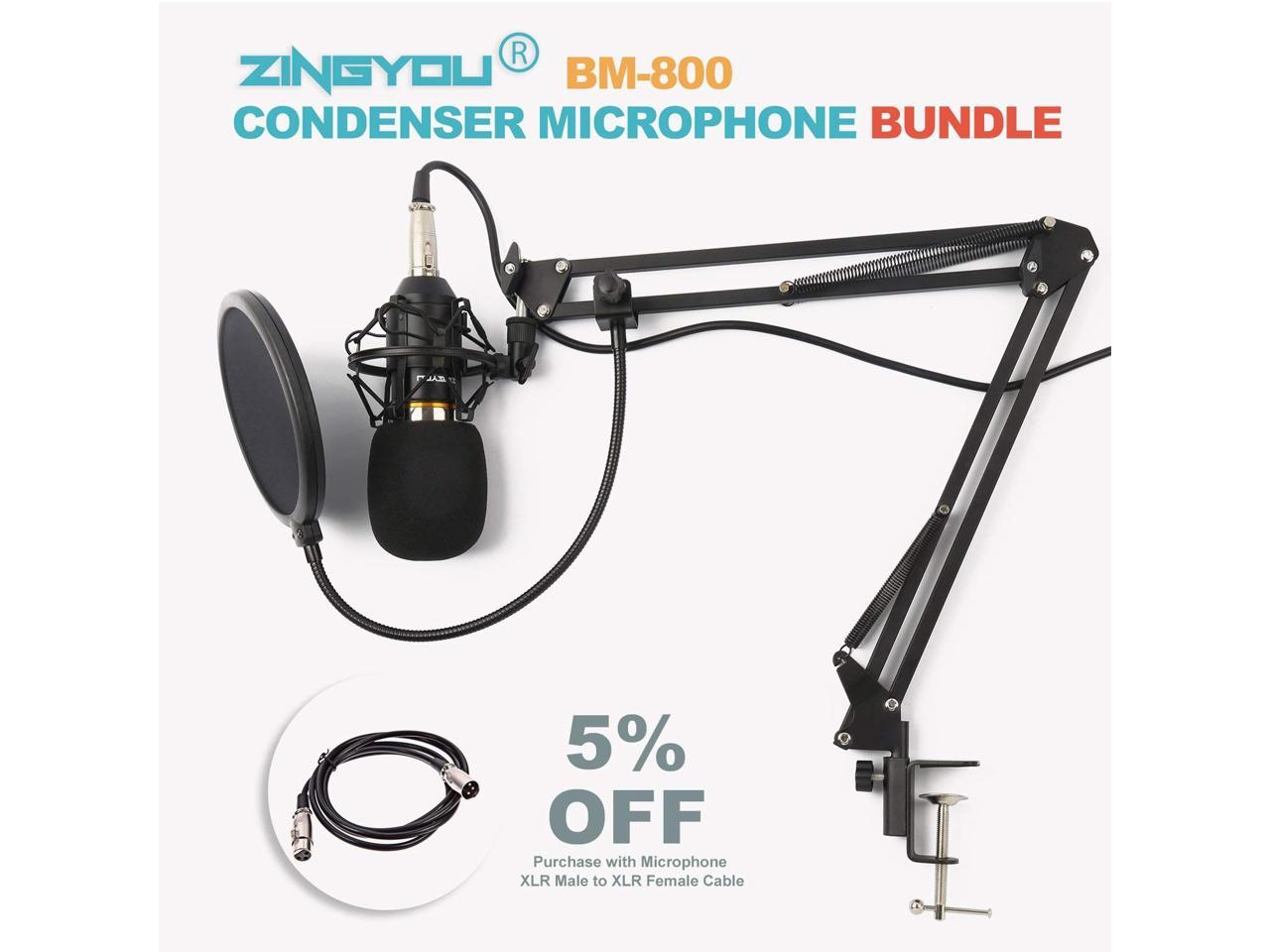 gold--BM800 Professional Suspension Microphone Kit Studio Live Stream Broadcasting Recording Condenser Microphone Set