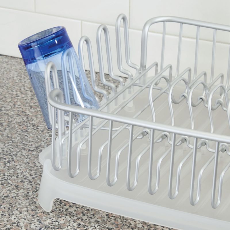 iDESIGN Large Dish Drainer Silver/White