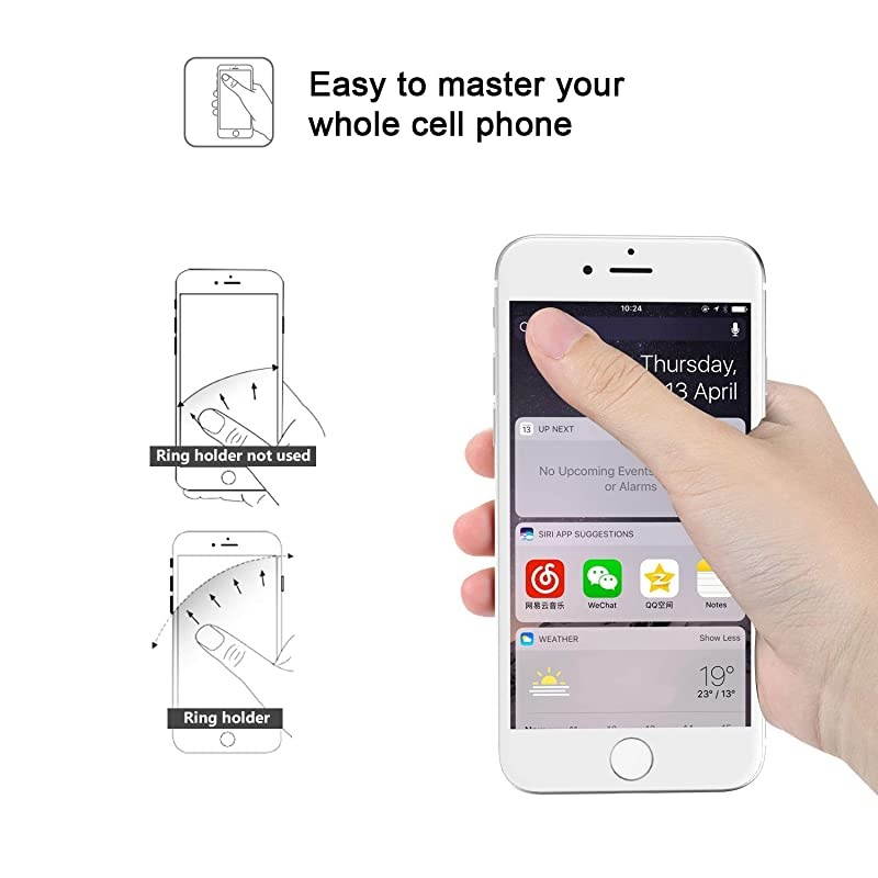 Smart Phone Finger Ring Holder Mirror Series Stylish 360Rotation 180Flip Ring Stand Grip Mount for iPhone 77 Plus Galaxy S8S8 Plus and Other Smartphones Silver 2 Pack