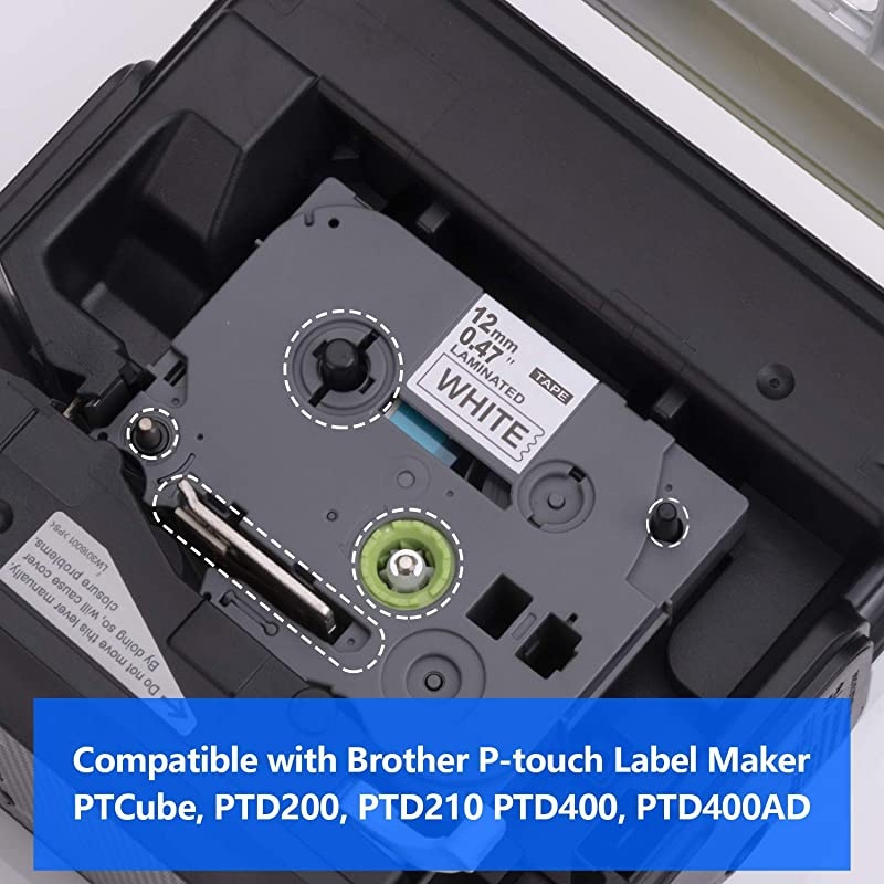 Compatible 12mm 047 Laminated White Tape Replace Brother Label Tape TZe231 TZe231 TZ231 TZ231 for PTouch PTD210 PTD200 PTH110 PTD400 PTD600 Label Maker 12 Inch Black on White