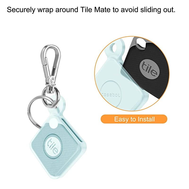 Silicone Case with Carabiner Keychain for Tile Pro 2020 2018 AntiScratch Lightweight Soft Protective Sleeve Skin Cover Blue Glow in The Dark