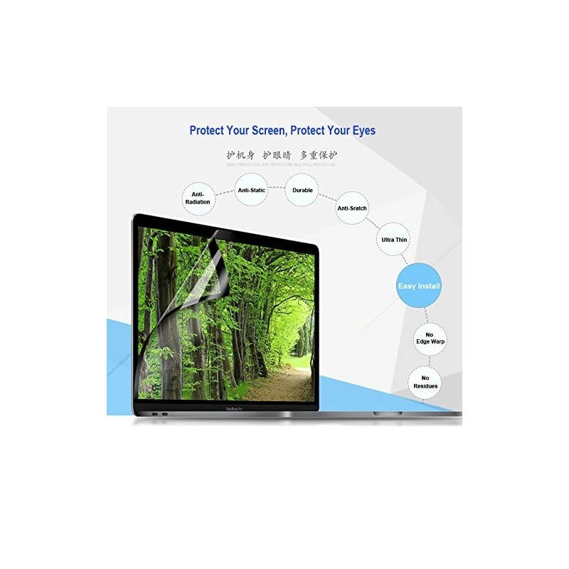 Black Frame Screen Protector Bubble Free Easy Install High Definition Clear PET Film for MacBook Touch Bar Pro 15 A1707 A1990
