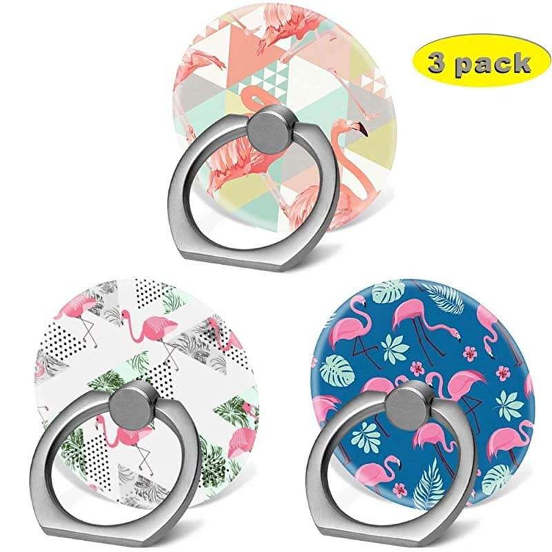 Phone Finger Ring Holder Stand with Car Mount for Smartphone and TabletKickstand 360 Rotation Grip Stand Geometric Tropical Pink Flamingo Pattern