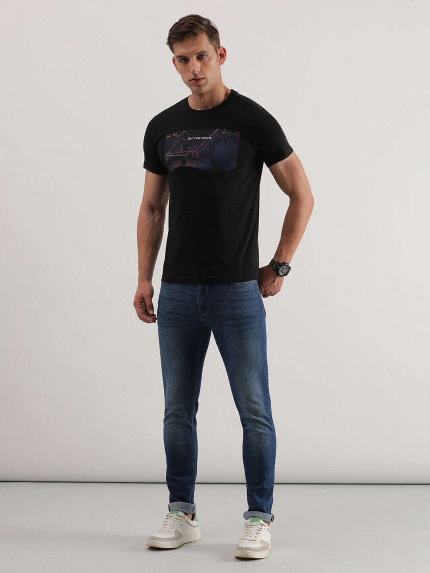 Lee Black Slim Fit Graphic Print Crew T-Shirt