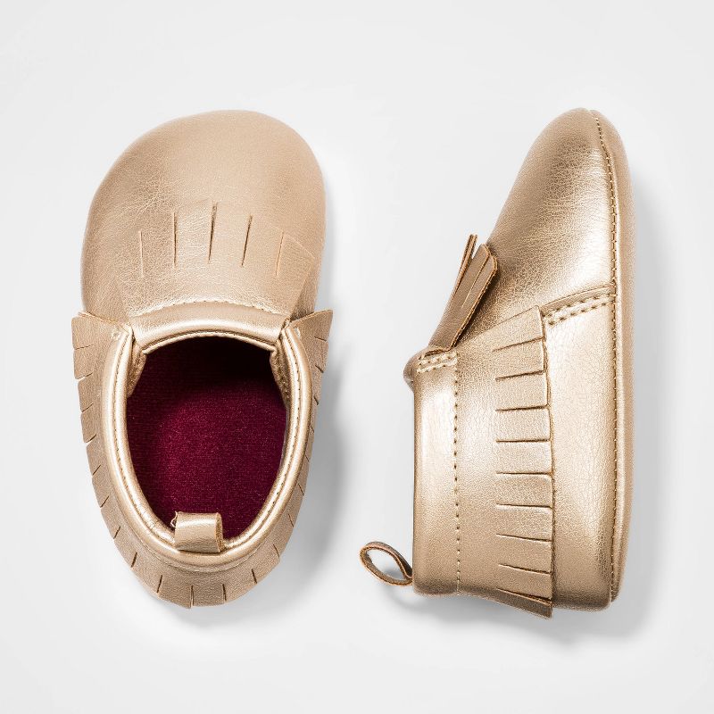 Baby Girls' Faux Leather Moccasin Shoes - Cat & Jack™ Gold 6-9M